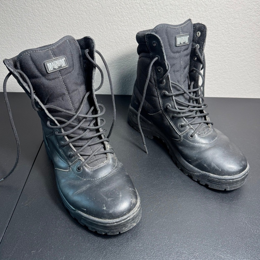 Magnum Stealth Tactical Boots Mens‎ 9.5 Black Leather Nylon ANSI Z41 EH Work